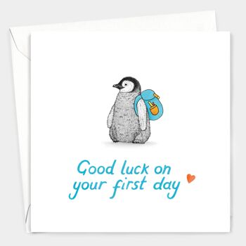 Bonne chance pour votre premier jour d’école - Pingouin mignon // Cartes écologiques // Cartes d’art de la faune 2