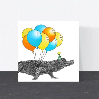 Carte d’anniversaire animale - Crocodile nain // Cartes écologiques // Cartes d’art de la faune