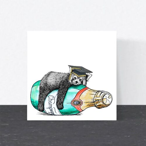 Cute Graduation Card - Red panda // Eco-friendly Cards // Wildlife Art Cards