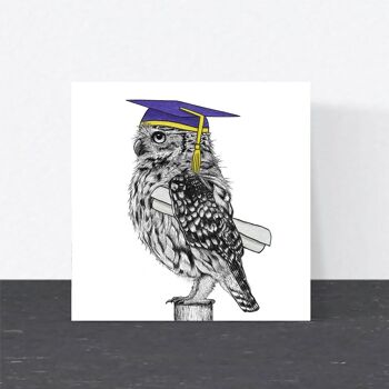 Carte de graduation - Hibou intelligent // Cartes écologiques // Cartes d’art animalier 1