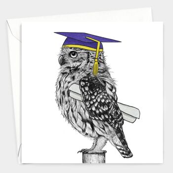 Carte de graduation - Hibou intelligent // Cartes écologiques // Cartes d’art animalier 2