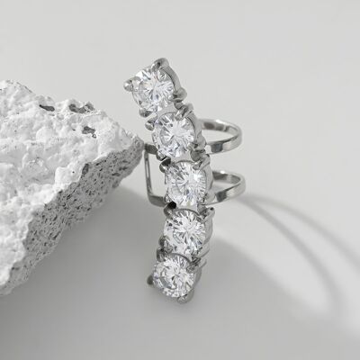 Orecchini earcuff in argento con 5 ossidi di zirconio