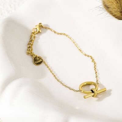 Bracelet chaîne dorée avec cercle et barre