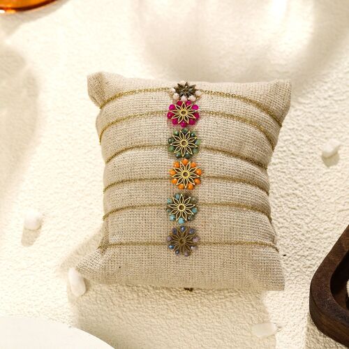 Lot de 6 bracelets fleurs avec multi couleurs