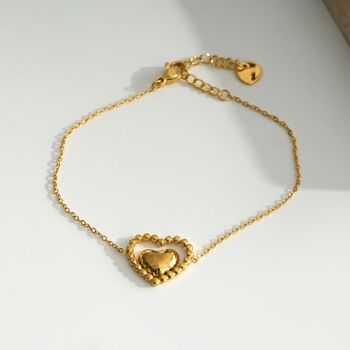Bracelet doré fin avec coeur 2