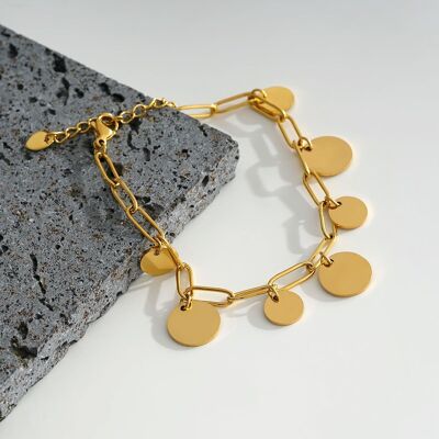 Bracciale in maglia oro con dischi multi pendenti