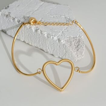 Bracelet argenté ligne avec pendentif coeur 2