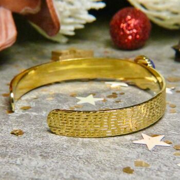 Bracelet "LILIANE" acier doré - adaptable avec Lapis Lazuli naturel 7