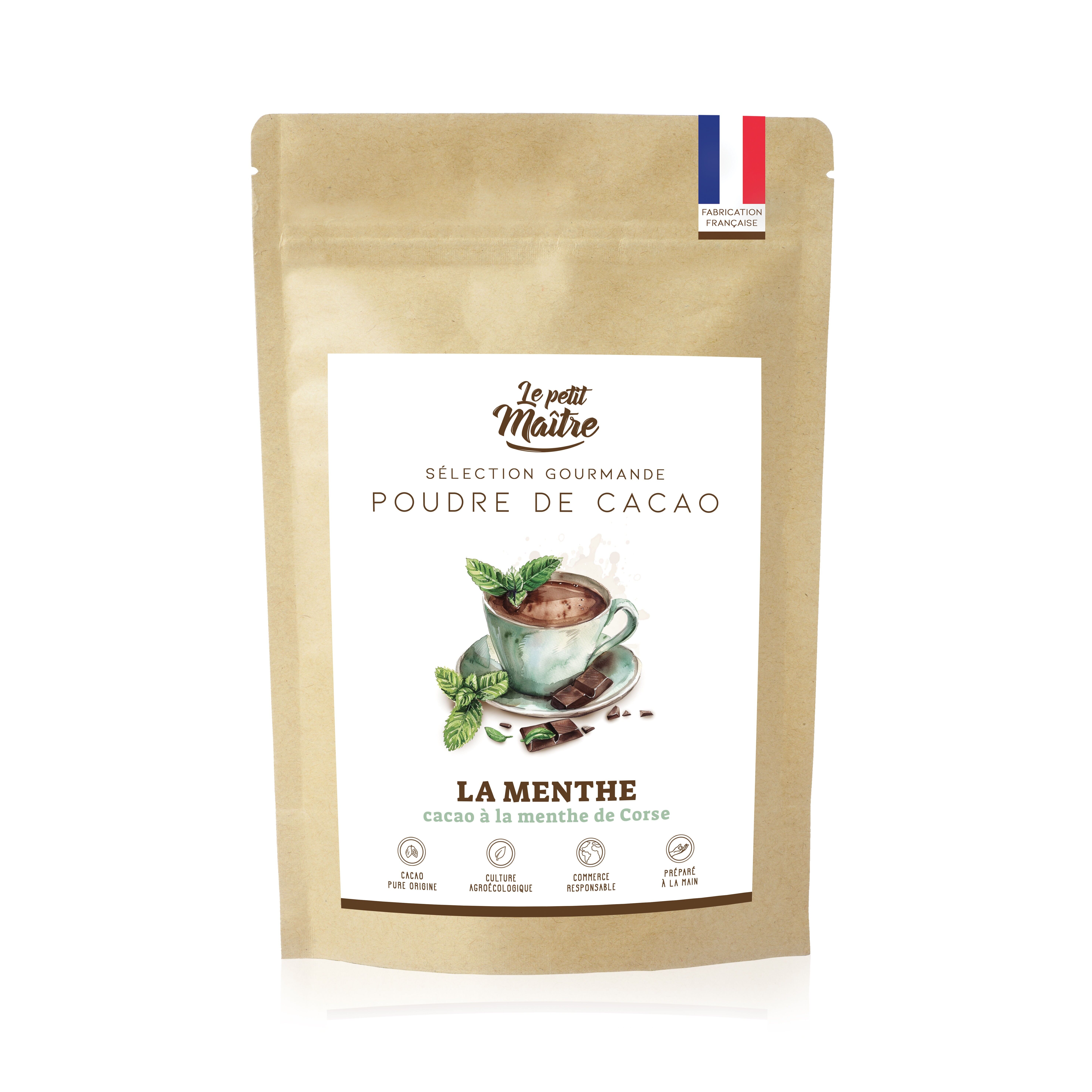 Poudre de cacao  pour chocolat chaud à la menthe de Corse