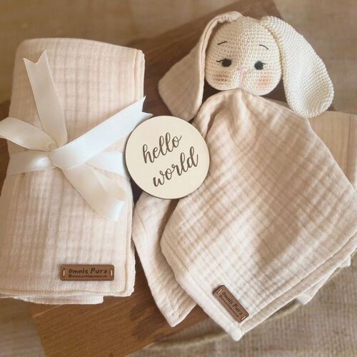 Organic Cotton Handmade Cuddle Bunny Muslin Blanket Set