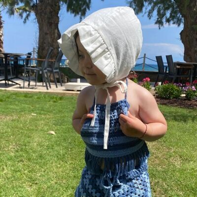 Tela de algodón orgánicoIGorro de bebé de tela natural IGorro de niñaI Sombrero de verano I Protección solarIFSombrero de telaIVGorro vintage Sombrero de playa