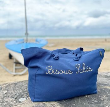 Cabas Lily  marine " Bisous Salés" 1