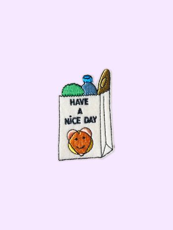 Have a nice day, Patch thermocollant brodé, écussons.