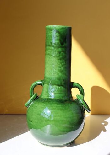 Grand Vase Artisanal à Anses Boucles - Vert 2
