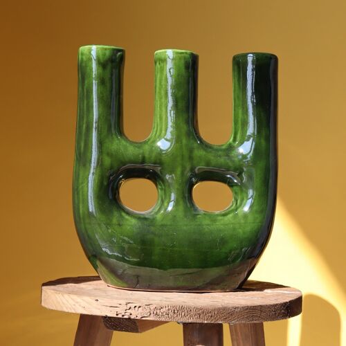 Vase Triple Artisanal - Vert Ombré