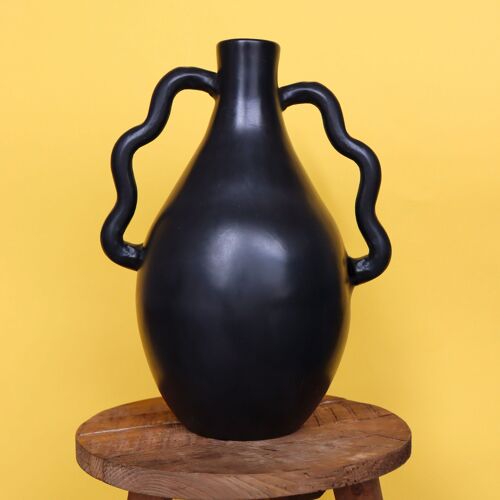 Vase Romain Artisanal Anses Ondulées - Noir