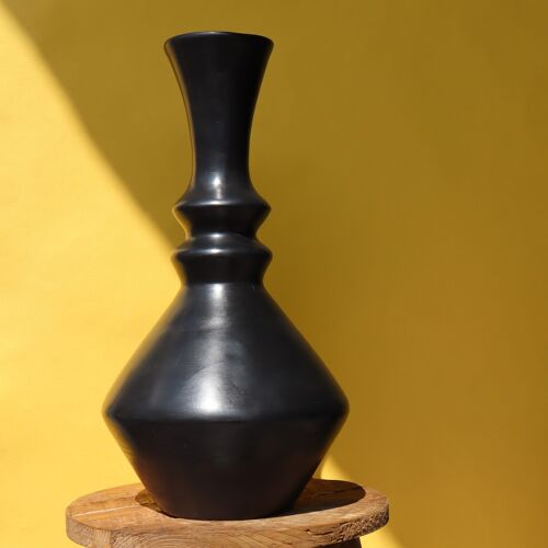 Vase Géométrique Céramique - Artisanal Noir