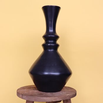 Vase Géométrique Céramique - Artisanal Noir 2