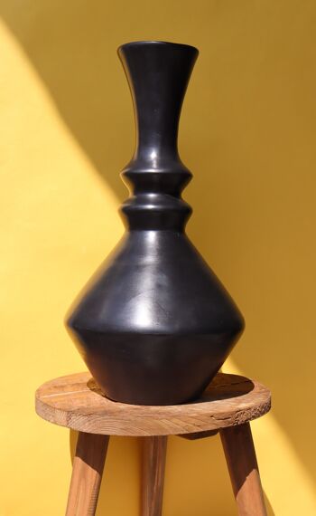 Vase Géométrique Céramique - Artisanal Noir 3