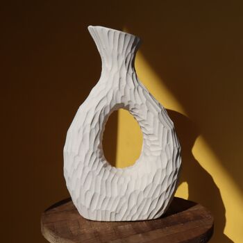 Vase Artisanal Taillé - Blanc - Céramique 1