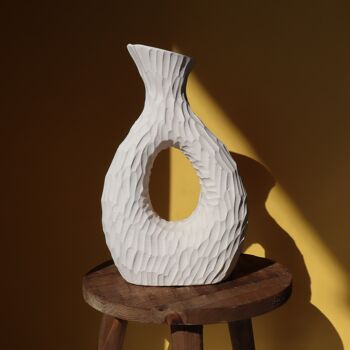 Vase Artisanal Taillé - Blanc - Céramique 3