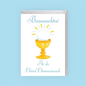 Carte de communion en langue irlandaise pour garçons