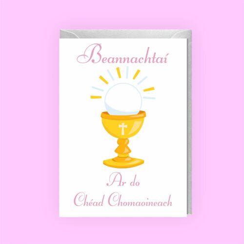 Girls Irish Language Communion Card