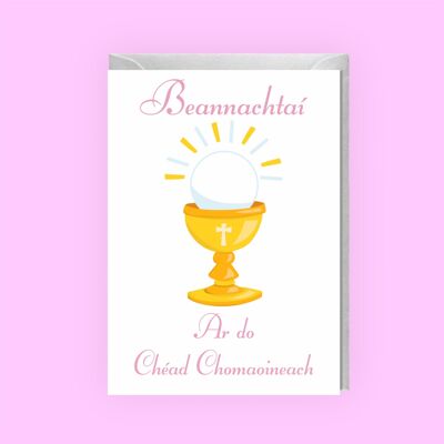 Carte de communion en langue irlandaise pour filles