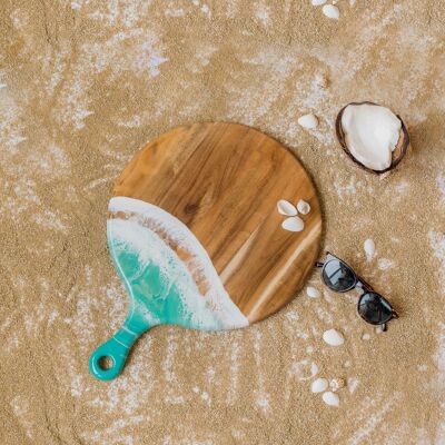 Tablas Redondas De Acacia Para Paleta De Queso - Azul Caribe