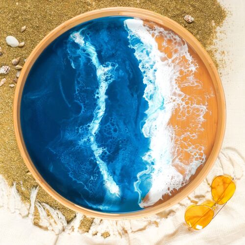 Bamboo Round Serving Trays - Ocean Vibes