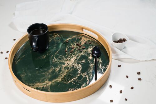 Bamboo Round Serving Trays - Jade