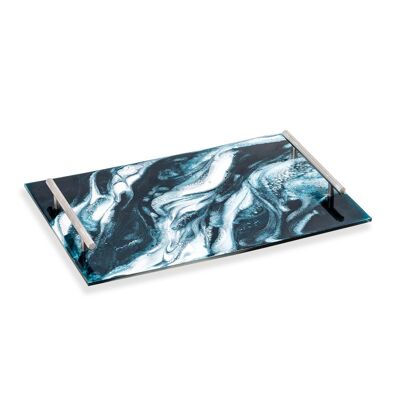 Vassoio da portata in acrilico - Blu marino | Bianco | Metallico
