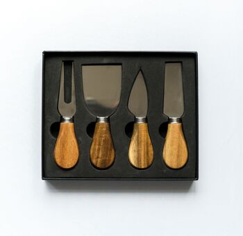 Ensemble de couteaux à fromage 4 pièces - Manche en bois d'acacia 4