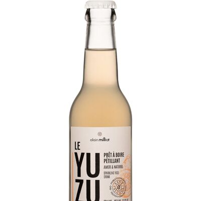 Bebida carbonatada ecológica con zumo de yuzu e infusiones de genciana y bergamota.