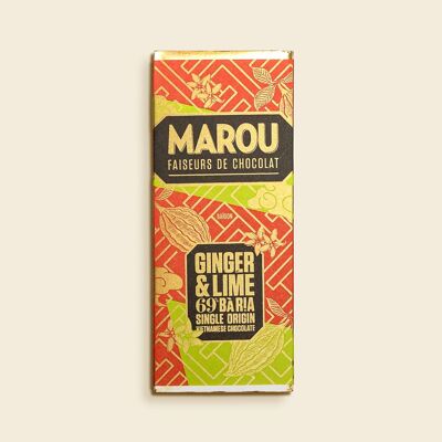 Mini barra de chocolate Ginger & Lime Ba Ria 69% – VIETNAM 24g (versión en inglés)