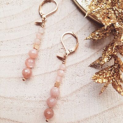 Pendientes GALAXIE Piedra Luna Rosa