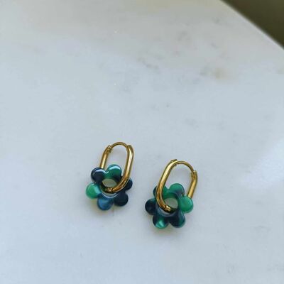 Pendientes de acero inoxidable y colgante en forma de flor - Janis