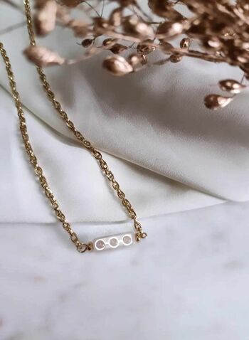 Collier en acier inoxydable et quartz rose - Maddy 2