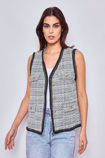 Gilet sans manches en tweed scintillant FM2402 1