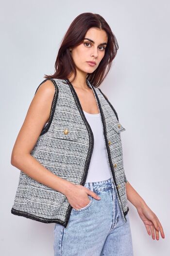 Gilet sans manches en tweed scintillant FM2402 2