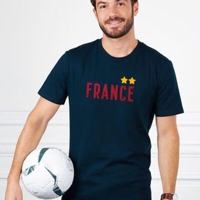 Herren T-Shirt Frankreich 2 Sterne (Samteffekt)