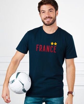 T-Shirt homme France 2 étoiles (effet velours)
