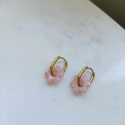 Pendientes de acero inoxidable y colgante en forma de flor - Janis rose