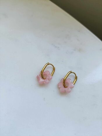 Boucles d'oreilles en acier inoxydable et pendentif en forme de fleur - Janis rose