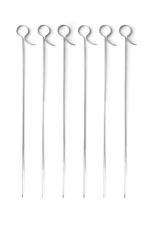 IBILI - Set de 6 Brochetas Planas de Acero Inoxidable - 40 cm