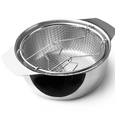 IBILI - Friggitrice con cestello e coperchio a induzione, 20 cm, Acciaio inox, Adatta per induzione