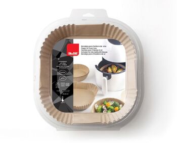 IBILI - Plateau Carré en Papier pour Friteuse à Air - 20 cm - Paquet de 50 Unités - Imperméable et Absorbant - En Pâte de Bois de Qualité Alimentaire 3