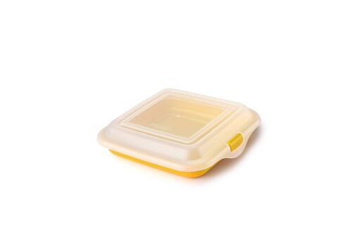 IBILI - Porta Sandwhich - taper embutidos - queso, 14,5 x 14,5 x 3,6 cm, Plástico Libre de BPA, Reutilizable, Amarillo