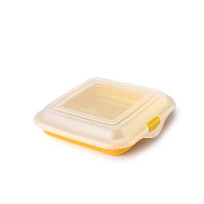 IBILI - Porta Sandwhich - taper embutidos - queso, 14,5 x 14,5 x 3,6 cm, Plástico Libre de BPA, Reutilizable, Amarillo