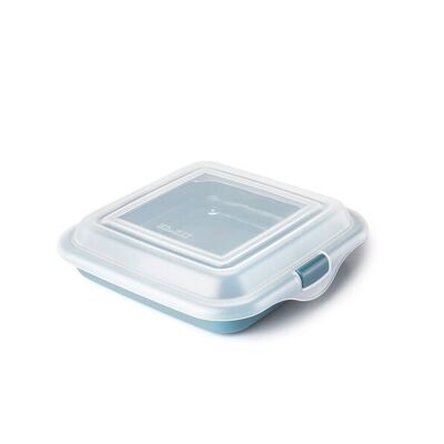 IBILI - Porta Sandwhich - taper embutidos - queso, 14,5 x 14,5 x 3,6 cm, Plástico Libre de BPA, Reutilizable, Azul